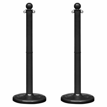 MR. CHAIN Black Medium Duty Stowable Stanchion, 2PK 93703-2